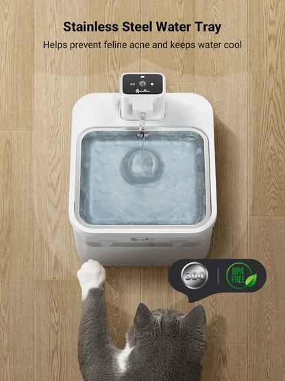 Cat Water Fountain 2.5L Stainless Steel Automatic Sensor Dispenser Cordless 4000mAh Battery Fall 2025 Healthy Hydration