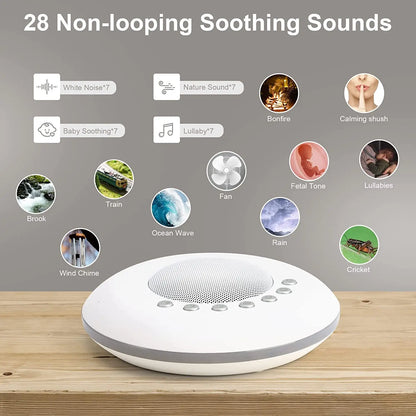 White Noise Machine USB Rechargeable Portable Baby Sound Machine 28 Soothing Sounds Memory Fall 2025 Calming Sleep Aid