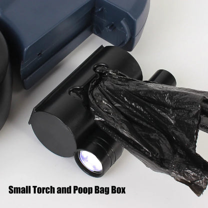 Dual Dog Leash 3m Retractable with Flashlight & Waste Bag Box, Auto-Extend Traction Rope