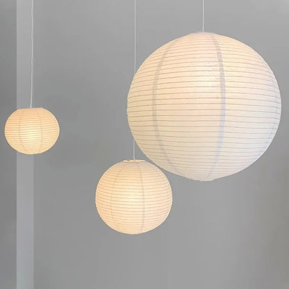 Japandi Pendant Lamp Wabi Sabi Rice Paper Round LED Dimmable