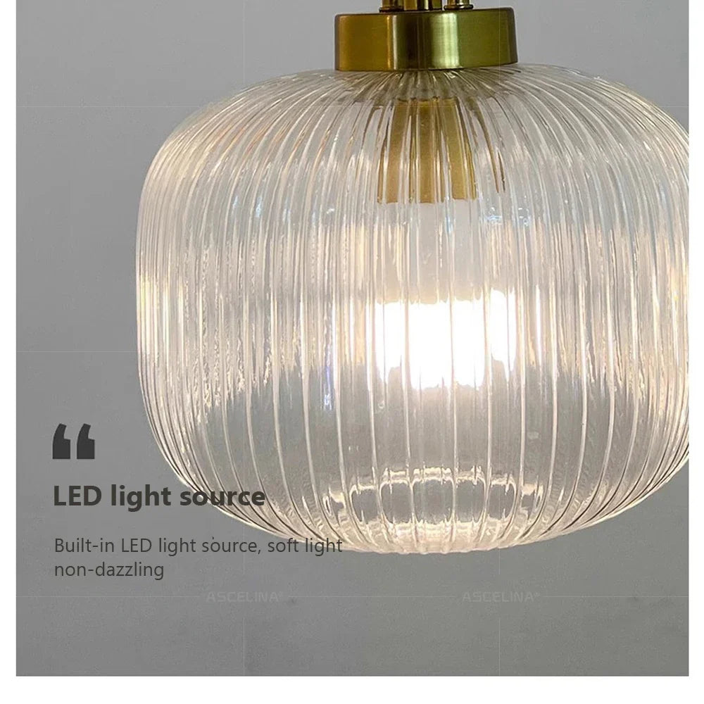Japandi Glass Pendant Light Japanese Nordic Hanging Lamp Warm