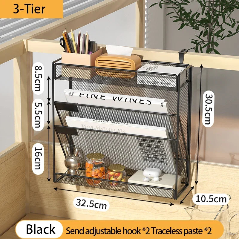 Desk File Organizer 5-Tier Mesh Vertical Wall Mount Desktop Mail Sorter Back To School 2025 Space Saving