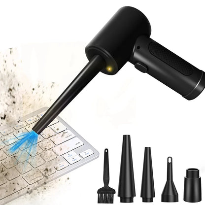USB Rechargeable Mini Electric Compressed Air Duster with Accessories - 51000 RPM Cordless Cleaner for PC, Keyboard, Car, & Electronics