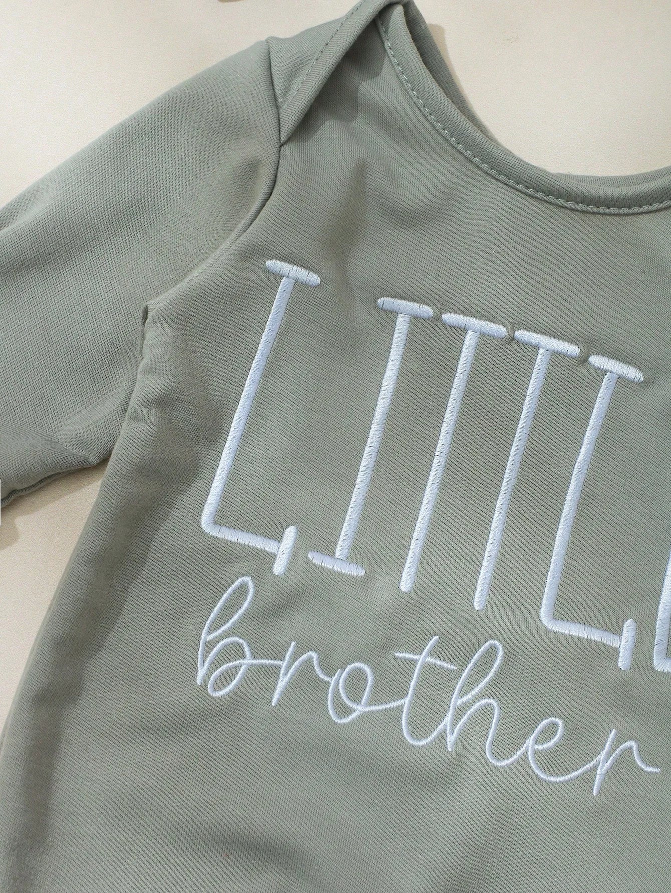 Additional gallery view 9 of newborn boys letter print button bodysuit and hat