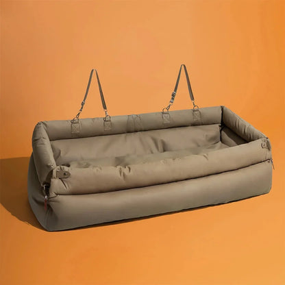 Pet Outing Lathe Luxury Faux Leather Dog Car Seat - Portable Booster Bed for Cats and Dogs