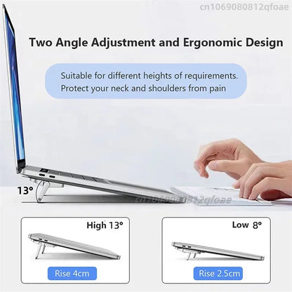 Ultra-Thin Portable Laptop Stand with Mini Legs & Cooling Support for Macbook - Adjustable Bracket