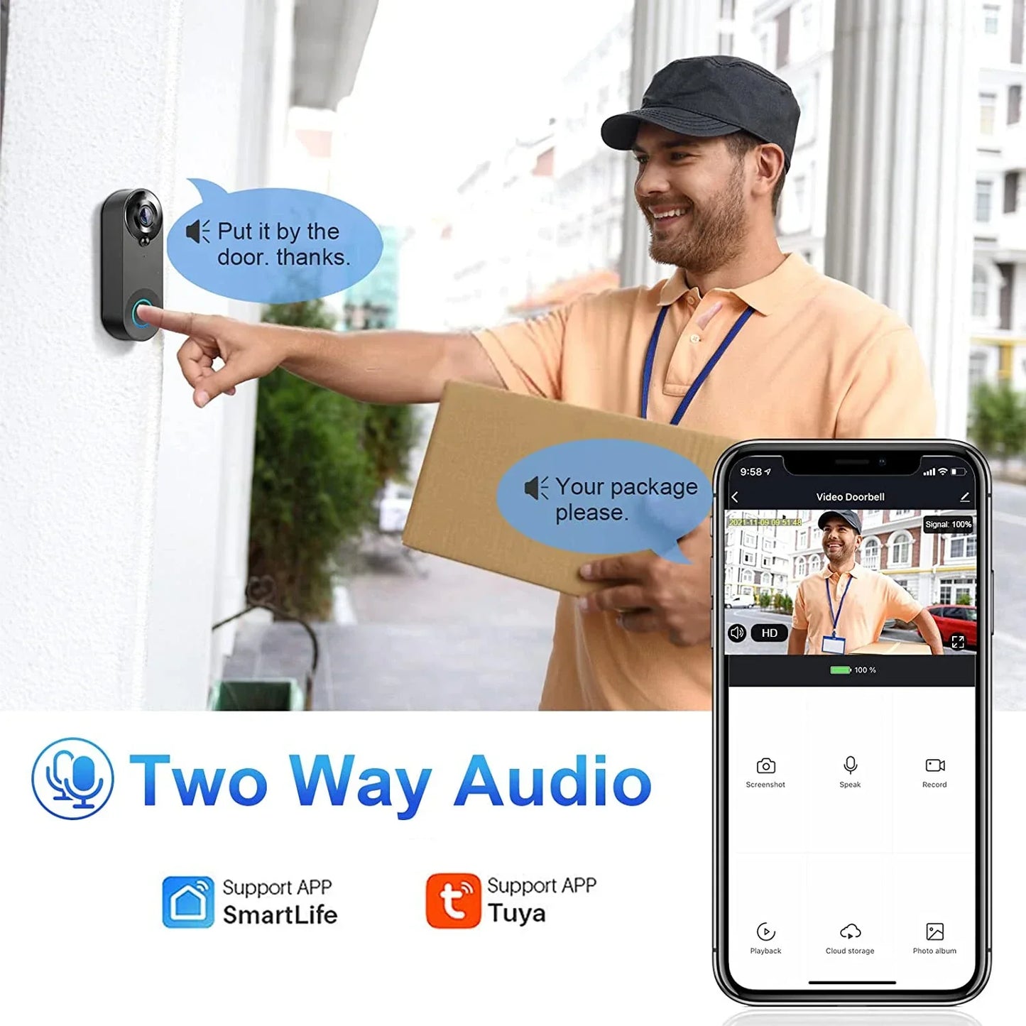1080P Video Doorbell Camera Wireless Tuya Smart Home Doorbell 2025 Night Vision Motion Detect Two Way Audio