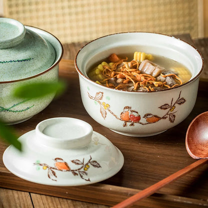 Instant Ramen Bowl With Lid Porcelain Large Capacity