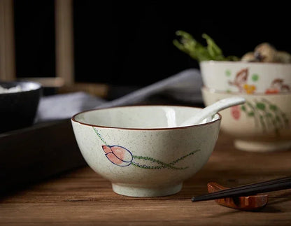 Ceramic 4.5 Inch Japanese Rice Bowl Retro Home Tableware