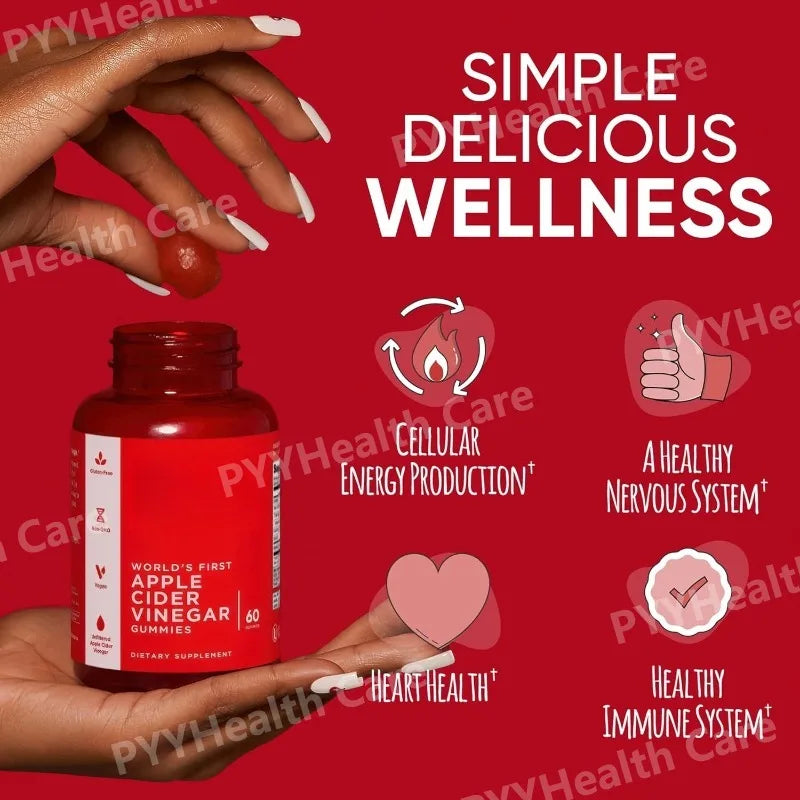 Apple Cider Vinegar Gummies Plant Based Dietary Supplement Spring 2026 Wellness Immune and Energy Support 60 Count