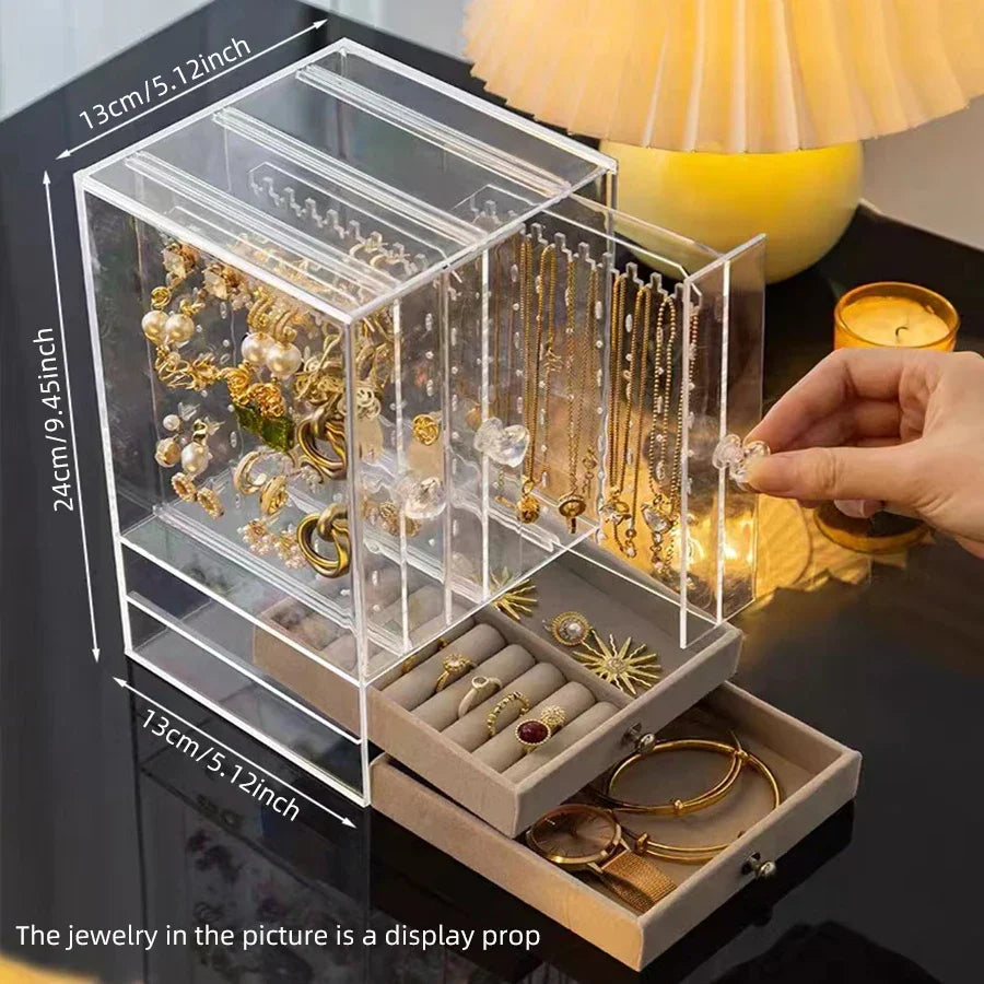 Clear Acrylic Jewelry Display Case With Drawers, Necklace And Earring Organizer, Holiday Gifts 2026 Gift Ready