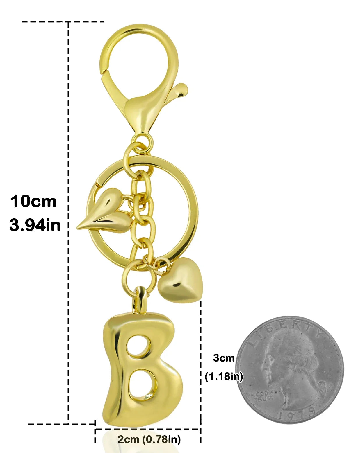 Personalized Keychain Gold Bubble Letter Bag Charm Gift