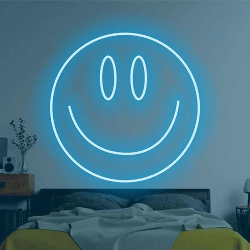 LED Neon Sign 35cm USB Powered Smile Face Wall Hanging Night Light Bedroom Decor Fall 2025 Gift