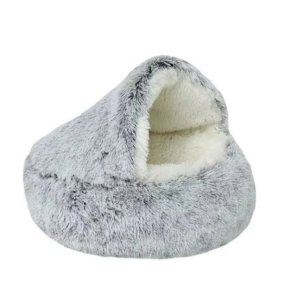 Cat Bed Plush Nest Double Layer Warm Shell Semi Enclosed Winter Cozy Hideaway For Cats Fall 2025 Trend