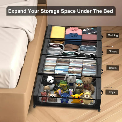 Underbed Storage Container With Wheels And Lid Pull Out Organizer Dorm Bedroom Back To School 2025 Space Saving