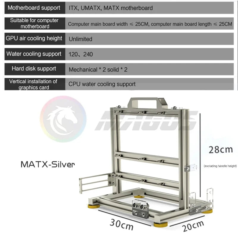 Open Frame PC Case Modular ATX MATX ITX Aluminum Rack