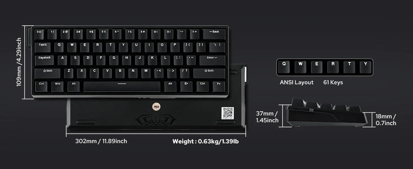 Mechanical 60 Percent Hot Swap Keyboard Aluminum RGB Hall