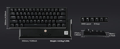 Mechanical 60 Percent Hot Swap Keyboard Aluminum RGB Hall