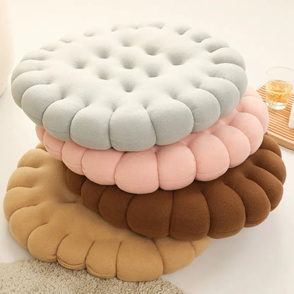 Seat Cushion Biscuit Plush Pillow Cozy Home Decor Fall 2025 Decorative Chair Car Pad Comfort Gift