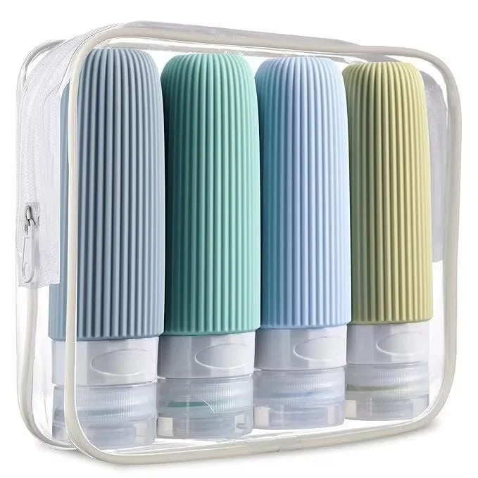 Silicone Travel Bottles Set Leakproof Refillable Squeeze Containers For Shampoo Conditioner Lotion 90ml