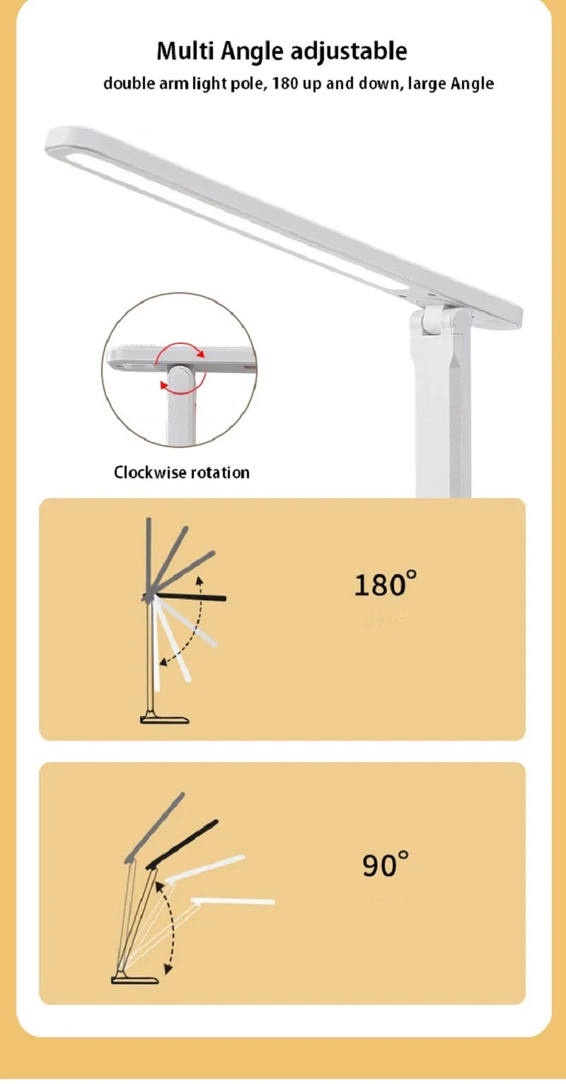 LED Desk Lamp Touch Dimmable Rechargeable Eye Protection