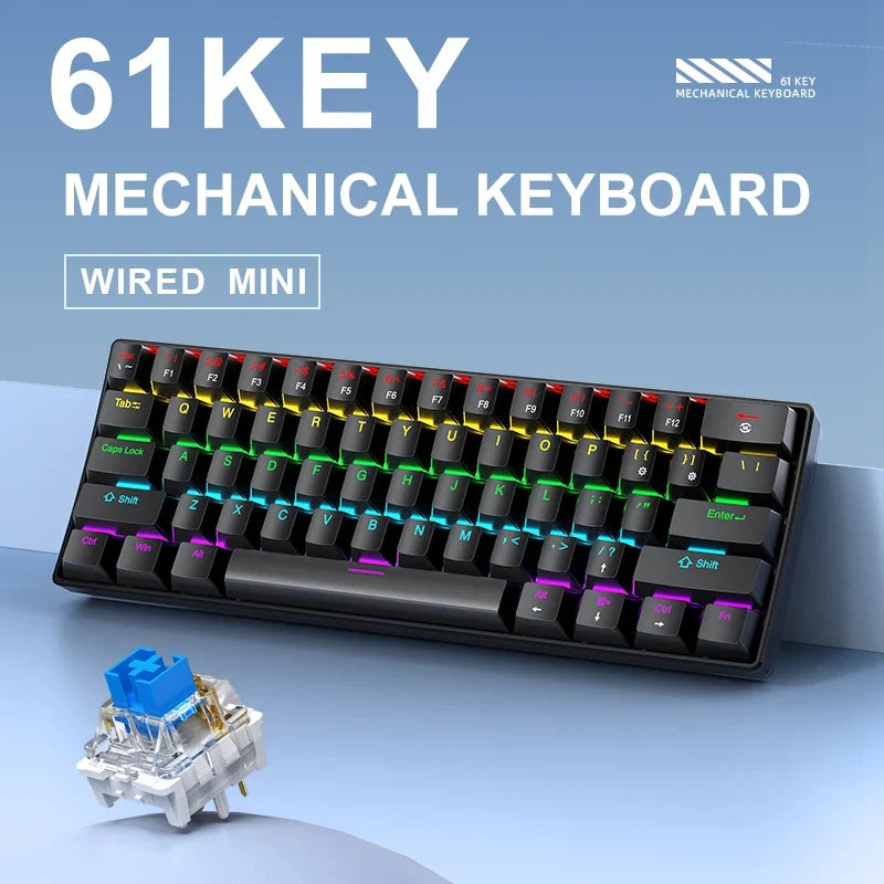 60 Percent Mechanical Mini Keyboard Wired RGB Portable