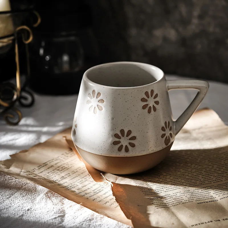 Ceramic Mug Hand Painted Large Capacity Retro Coffee Cup Fall 2025 Artisanal Breakfast Gift