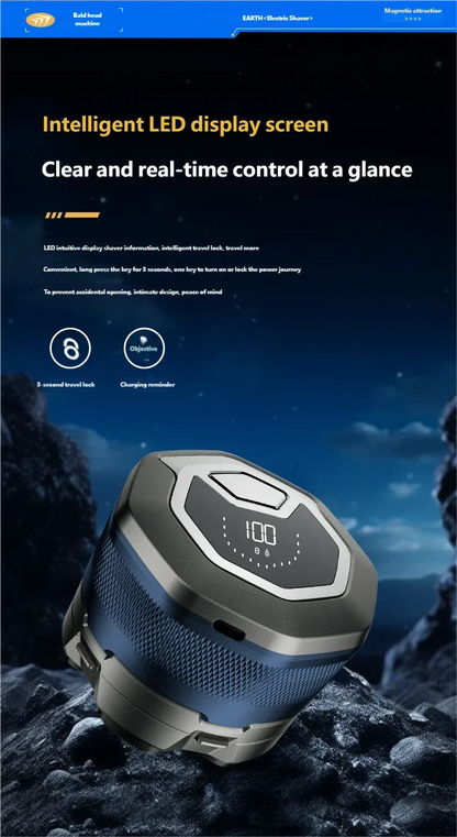 6D Electric Head Shaver for Men - Waterproof Magnetic Rotary Razor with LED Bald Head Hair Trimmer