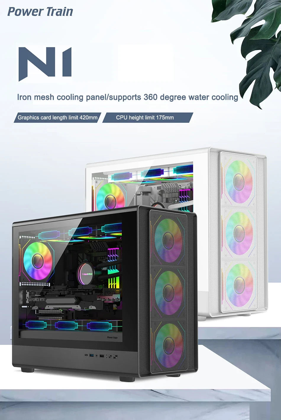 Mini ITX PC Case Tempered Glass 360mm Water Cooling
