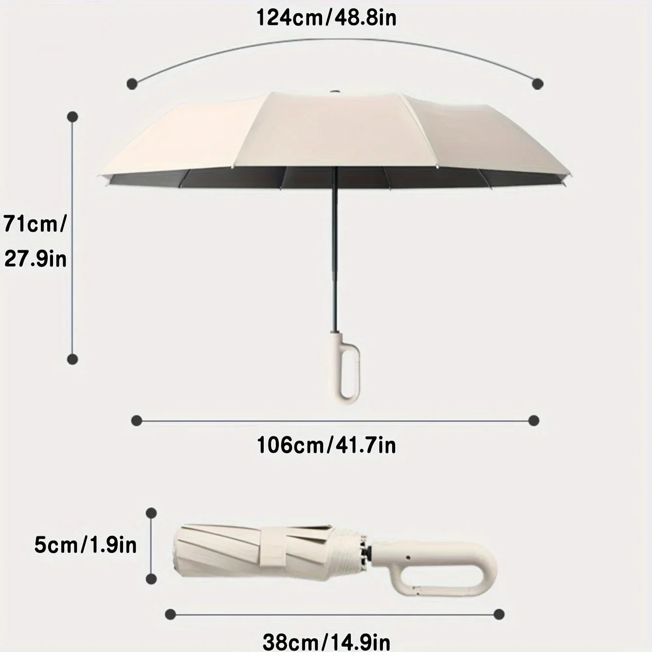 20 Bones Windproof Strong 105CM Folding Umbrella for Men, Large Handle, Water Resistant