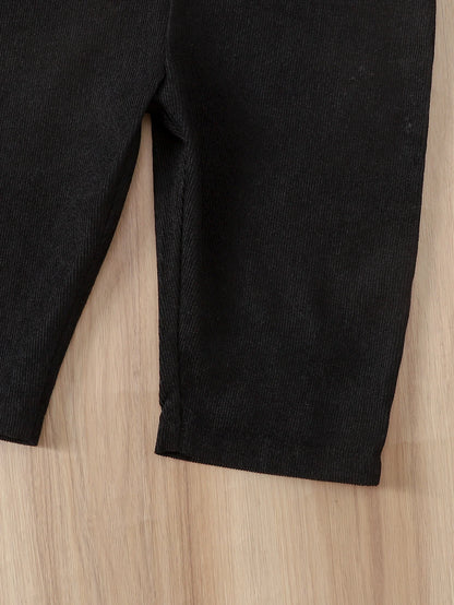 Side or lifestyle view of baby corduroy warm fluffy winter overalls