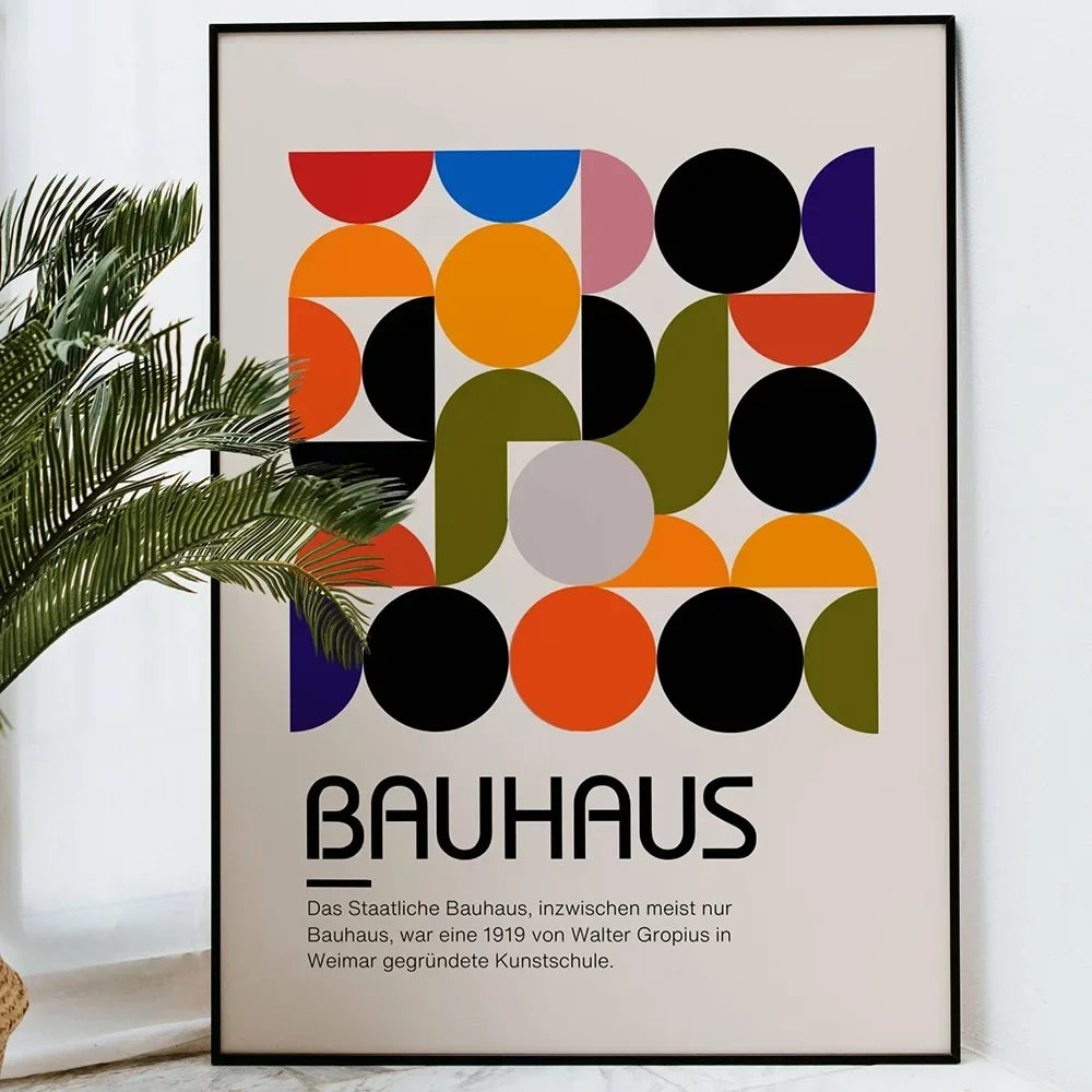 Bauhaus Canvas Wall Art Print Pink Quote Modern Nordic