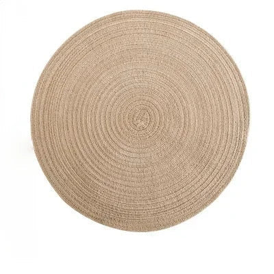6pcs Round Woven Ramie Placemats - Non-Slip Table Mats for Dining, Kitchen & Cafe Use