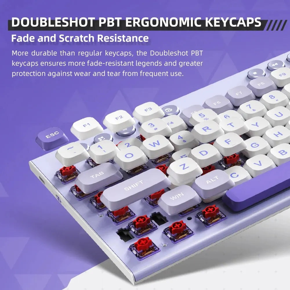 Wireless Low Profile Mechanical Keyboard 98 Keys PBT