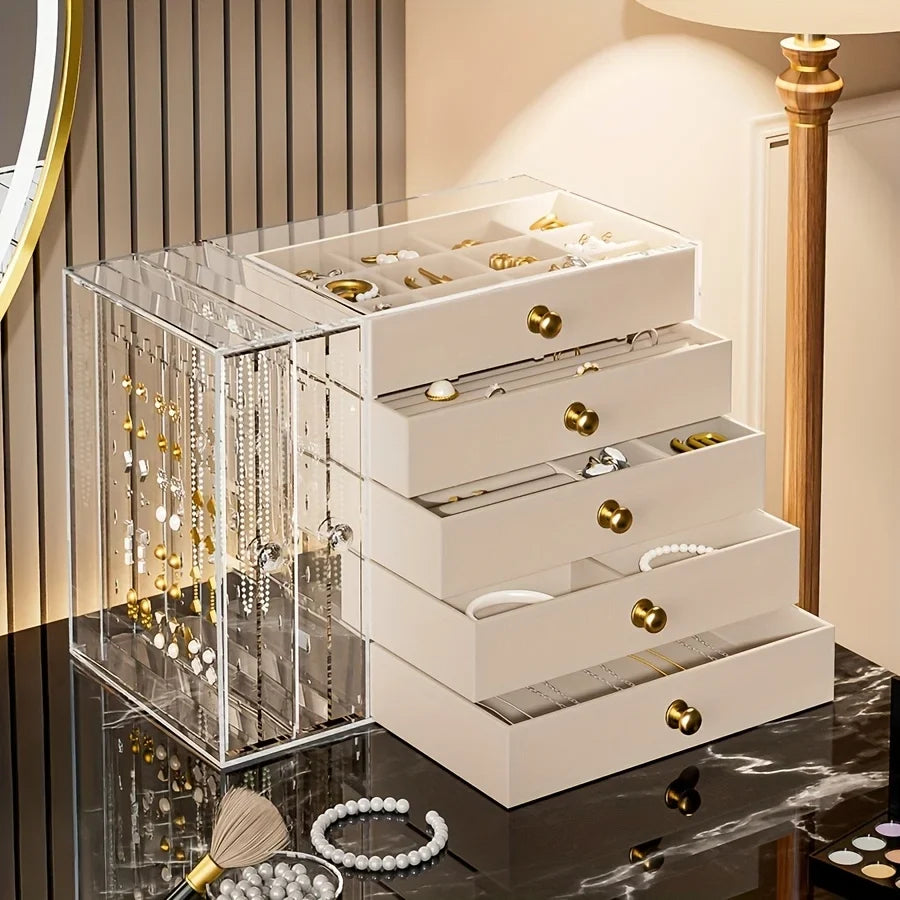 Jewelry Organizer 7-Layer Transparent Drawer Box High Capacity Storage Earrings Necklaces Rings Case Holiday Gifts 2026