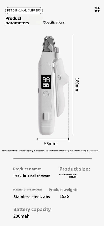2-in-1 Pet Nail Clipper & Grinder with LED Blood Line Light – USB-C Rechargeable Dog Cat Trimmer 2026