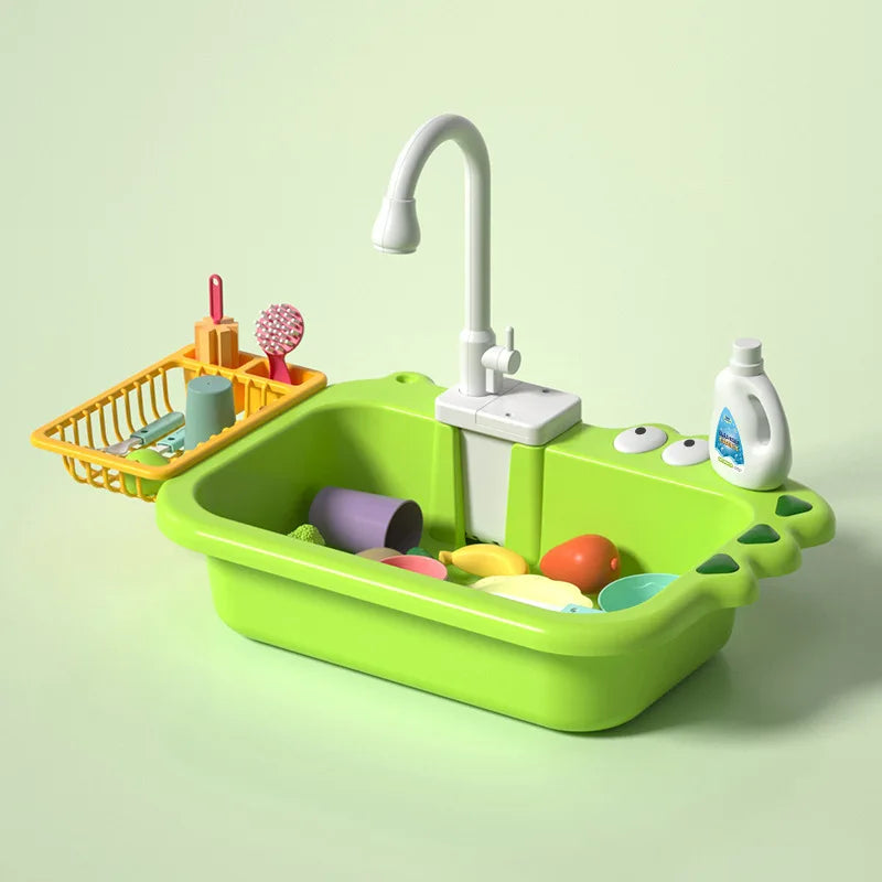 Variant image for Electric Dishwasher Toy Set for Kids, Interactive Pretend Play Kitchen Sink with Sound, Multi-Color, Educational Role Play-1