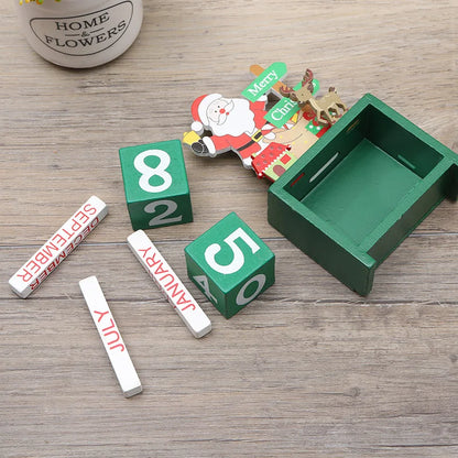Christmas Wooden Countdown Calendar Ornament Tabletop Decor