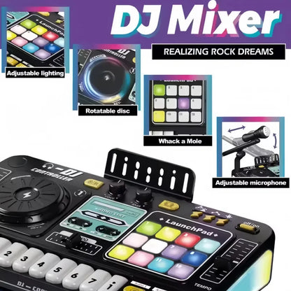 Kids DJ Mixer Toy With Microphone, Multifunctional Electronic Music Controller Educational Birthday Gift Fall 2025
