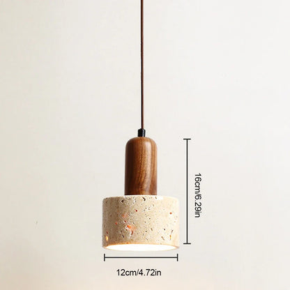 Japandi Japanese Pendant Light Wood And Travertine Bedside Lamp
