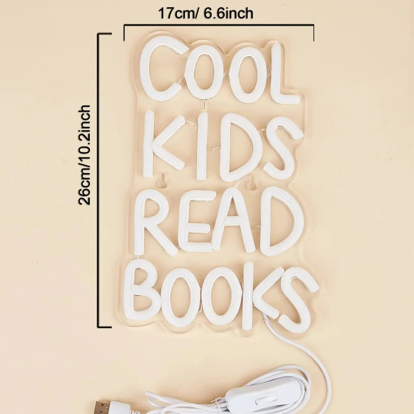LED Neon Sign Multicolor, Cool Kids Read Books Wall Decor USB Powered, Kids Room Party Wedding Back To School 2025