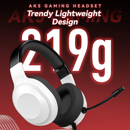 Gaming Headset Wired Lightweight With Omnidirectional Mic