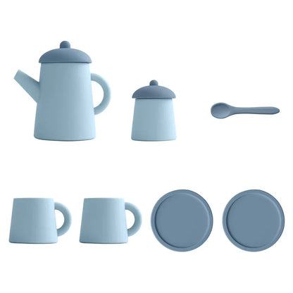 Miniature Tea Set Soft Silicone Pretend Play Tableware Kids Toy Back To School 2025 Imaginative Play Gift