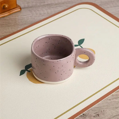 Ceramic Mug 300ml Porcelain Ring Handle Speckled Handmade Modern Coffee Cup Fall 2025 Cozy Gift