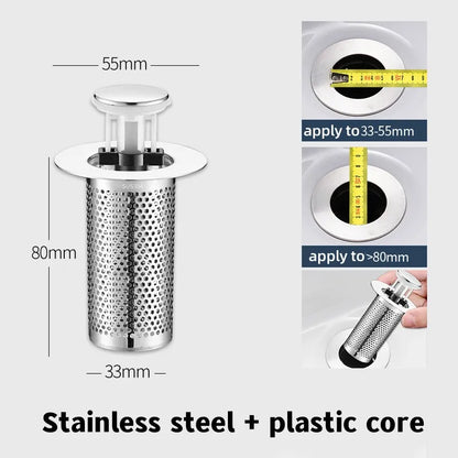 Pop-Up Drain Stopper Basin Hair Catcher Stainless Steel Filter Anti-Odor Fall 2026 Home Upgrade
