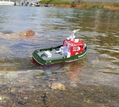 Powerful Dual Motor RC Tugboat Model - 1:72 Electric Remote Control Boat for Boys, Wireless Fun