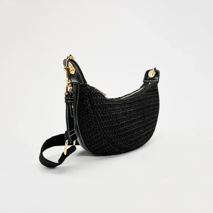 Lightweight women's woven straw shoulder bag – hobo style, crossbody, for beach & summer