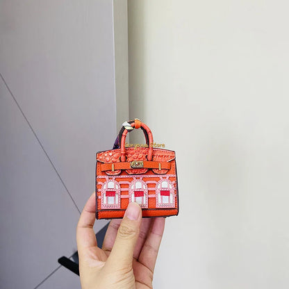 Birkin Inspired Mini Hand Bag - Platinum Bag Charm