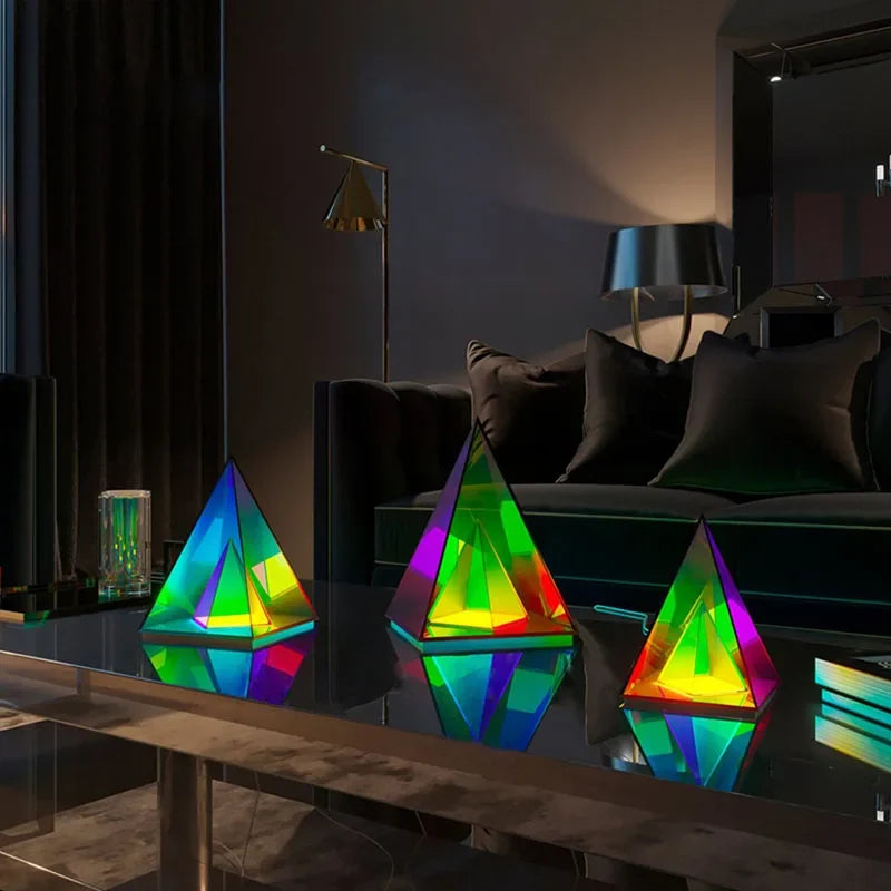 LED Night Light USB Dimmable Pyramid Lamp Ambient Bedroom Decor Fall 2025 Mood Lighting Gift