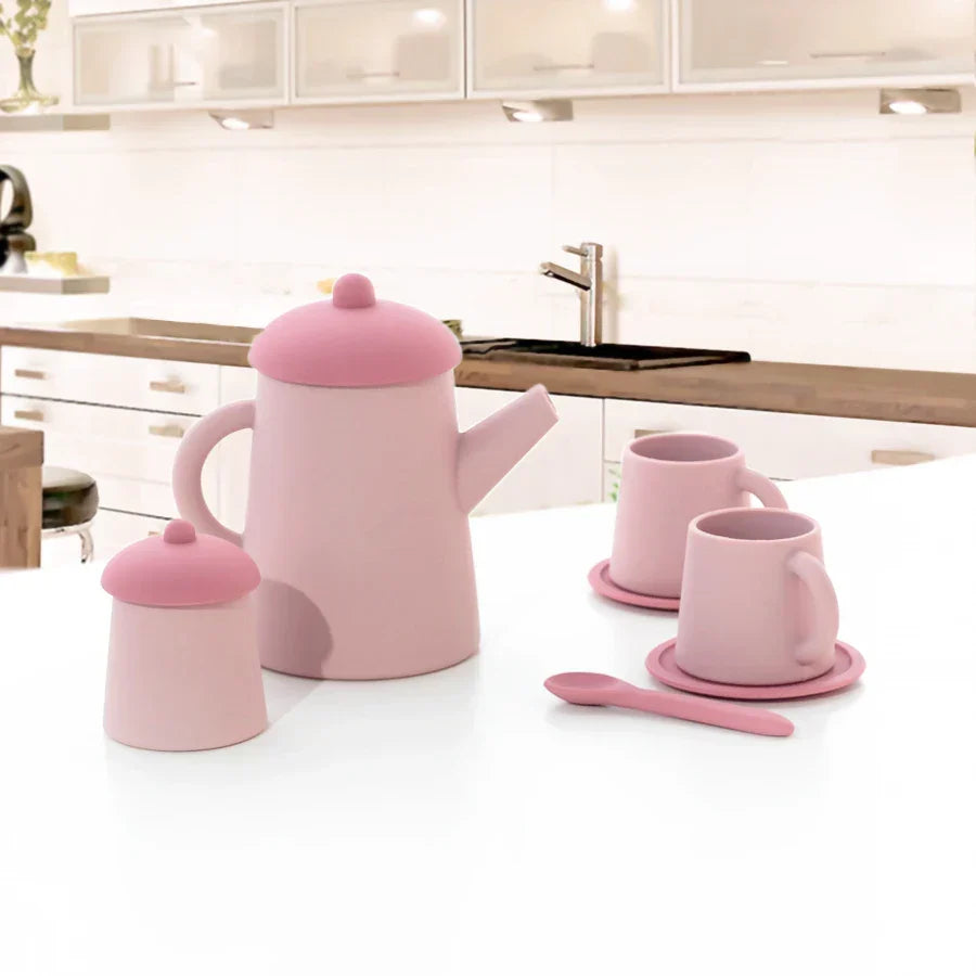 Miniature Tea Set Soft Silicone Pretend Play Tableware Kids Toy Back To School 2025 Imaginative Play Gift